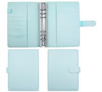 Gebrazy Cuero A5 PU, Maletín Multifuncional Encuadernado en 6 Anillos, Cartera, Adecuado para Escuelas, Hogares, Oficinas(Azul)