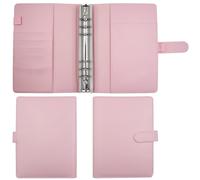 Gebrazy Cuero A5 PU, Maletín Multifuncional Encuadernado en 6 Anillos, Cartera, Adecuado para Escuelas, Hogares, Oficinas(Rosa)