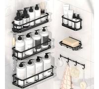 Gebrazy Estantería Ducha Sin Taladro 6 Unidades - Estantes Baño Pared Acero Inoxidable, Baldas Pared Sin Agujeros para Champú, Cocina y Baño | Shower Shelf Gran Capacidad
