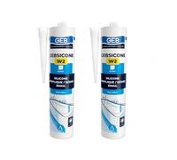 Gebsicone W2 - Sellador de silicona neutra sanitaria (2 unidades, 2 x 310 ml, antimoho de alto rendimiento, sello elástico para ducha, bañera, esmalte, acrílico