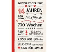 Geburtstag Geschenk 14 Jahre: Schönes Notizbuch A5 liniert ein Geburtstagsgeschenk für Mädchen zum 14. Geb die Geschenkidee für vierzehn Jährige eine Kleinigkeit zum Jahrestag - Happy Birthday