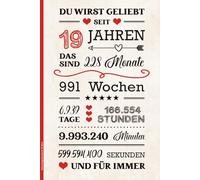 Geburtstag Geschenk 19 Jahre: Schönes Notizbuch A5 liniert ein Geburtstagsgeschenk für Frauen zum 19. Geb die Geschenkidee für neunzehn Jährige eine Kleinigkeit zum Jahrestag - Happy Birthday