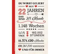 Geburtstag Geschenk 22 Jahre: Schönes Notizbuch A5 liniert ein Geburtstagsgeschenk für Frauen zum 22. Geb die Geschenkidee für zweiundzwanzig Jährige eine Kleinigkeit zum Jahrestag, Happy Birthday