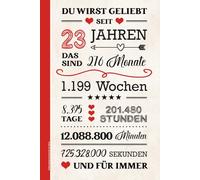 Geburtstag Geschenk 23 Jahre: Schönes Notizbuch A5 liniert ein Geburtstagsgeschenk für Frauen zum 23. Geb die Geschenkidee für dreiundzwanzig Jährige eine Kleinigkeit zum Jahrestag, Happy Birthday
