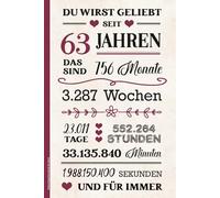 Geburtstag Geschenk 63 Jahre: Notizbuch liniert schönes Geburtstaggeschenk zum 63. Geb Buch für Notizen Geschenkidee für Frauen Notizheft A5 zur Geburtstagsfeier für 63 Jährige HAPPY BIRTHDAY 63th