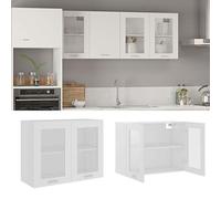 Gecheer Armario Colgante de Pared con Cristal, Vitrina Multiusos para Cocina, Mueble de Madera Blanco 80x31x60 cm
