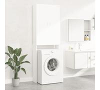 Gecheer Armario de Lavadora, Mueble Alto para Lavadora Armario Estantería Organizador de Baño, Mueble Organizador Lavadora, Blanco 64x25,5x190 cm