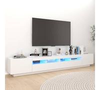 Gecheer Armario TV LED RGB con 2 armarios y 1 Separable - Blanco - Madera de ingeniería - 260x35x40 cm - Apto para Reproductor DVD, videoconsola y Dispositivos de transmisión Modelo YHSLRZJ-3081915ES