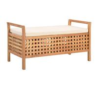 Gecheer Banco de Almacenamiento Banco arcón Exterior Baúl Almacenaje Banco sin Respaldo Exterior Patio Terraza de Madera Maciza de Nogal 93x49x49 cm