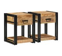 Gecheer Bedside Cabinets 2 pcs 40x40x50 cm Solid Rough Wood Mango