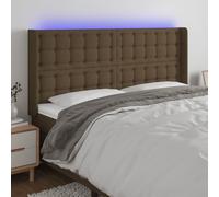 Gecheer Cabecero con LED de Tela marrón Oscuro 203x16x118/128 cm