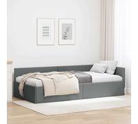 Gecheer Cabecero de Cama en Esquina de Tela Moderno, Ajustable, Gris Oscuro, 84x204x57 cm Modelo LYKLYD-42016028ES