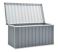Gecheer Caja de Almacenamiento de Jardín Baúl de Almacenamiento Arcón Exterior Arcón Almacenaje Exterior con Tapa para Patio Terraza Balcón Hogar Gris 129x67x65 cm