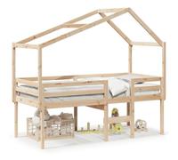 Gecheer Cama Alta con Techo Madera Maciza de Pino marrón Cera 75x190 cm,Cama Infantil Cama Juvenil Somier Mueble Mobiliario Dormitorio Habitación Infantil Hogar,CJ1-2