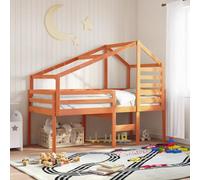 Gecheer Cama Alta con Techo Madera Maciza de Pino marrón Cera 80x200 cm,Cama Infantil Cama Juvenil Somier Mueble Mobiliario Dormitorio Habitación Infantil Hogar
