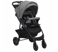 Gecheer Carrito de Bebés 2 en 1 de Acero Cochecito Asiento para Bebé Plegable Silla de Paseo Gemelar Cochecito de Bebé Gris Claro