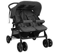 Gecheer Carrito para Gemelos Silla de Paseo Gemelar Carro Gemelar Sillita Doble Cochecito Hermanos para Bebé Niño Plegable de Acero Gris Oscuro