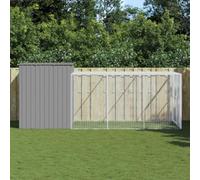 Gecheer Caseta, caseta, jaula para perros, de jardín, de acero, gris claro, con carrera, 214 x 457 x 181 cm, caseta para perros de exterior, casetas para perros de exterior