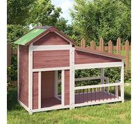 Gecheer Caseta para perros, de exterior, de madera maciza de pino, moca, 143 x 60,5 x 109 cm, caseta para perros de exterior, casa para perros, casetas para perros de exterior, jaula para perros de