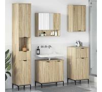 Gecheer Conjunto de Muebles de Baño en Madera, Diseño Moderno con 6 Puertas y Cajón, Almacenamiento Espacioso, Color Roble Sonoma - 60,5 x 33,5 x 61 cm Modelo YHSQY-3393115ES