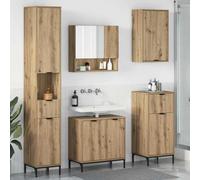 Gecheer Conjunto de Muebles de Baño en Madera, Diseño Moderno con 6 Puertas y Cajón, Almacenamiento Espacioso, Estilo Minimalista, Color Roble Artesanal, Ideal para Espacios Pequeños - 60,5 x 33,5 x 6