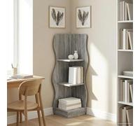 Gecheer Estante de Esquina Moderno con Diseño de Onda - Madera de Ingeniería, Color Gris Sonoma Modelo LYKGMZJ-899942ES