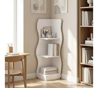Gecheer Estante de Esquina Moderno con Estantes Versátiles - Blanco, Madera de Ingeniería Modelo LYKGMZJ-899936ES