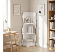 Gecheer Estante de Esquina Moderno con Estantes Versátiles y Diseño en Forma de Onda - Blanco Brillante Modelo LYKGMZJ-899940ES