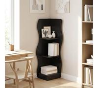 Gecheer Estante de Esquina Moderno con Estantes Versátiles y Diseño en Forma de Onda - Madera de Ingeniería, Negro, 34 x 33 x 102 cm Modelo LYKGMZJ-899937ES
