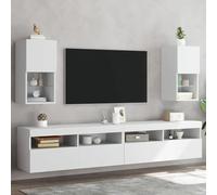 Gecheer Estante de TV con Luces LED RGB - Blanco - Madera de Ingeniería - 30,5x30x60 cm - Montaje Requerido Modelo YHSLRZJ-836988ES