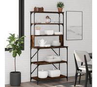 Gecheer Estantería de Cocina, Estante con múltiples Compartimentos, Modelo 90 x 40 x 180 cm, Madera de ingeniería y Metal, diseño Robusto y Espacioso for Uso en Cocina, baño o salón