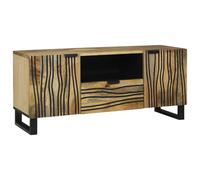 Gecheer Gabinete Multimedia de Mango Macizo con Patrón de Ola - 2 Puertas, Estilo Moderno, Diseño Elegante y Espacio de Almacenamiento Ample Modelo LYKLYD-4017950ES