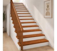Gecheer Huella de Escalera de Madera Maciza de Roble, Tabla de Paso para Escaleras Interiores con Acabado PU, 70x30x2 cm, Marrón, Decorativa y Funcional, Fácil Instalación con Adhesivo, for Hogar
