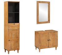 Gecheer Juego de Muebles de baño 3 pcs Marrón 38 x 33 x 160 cm