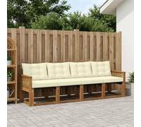 Gecheer Juego de Muebles de Exterior de Madera Maciza de Acacia, Resistente a la Intemperie, Diseño Moderno con Respaldo Cómodo, Color Natural y Crema, 59x59x37 cm, Duradero y Fácil de Limpiar