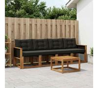 Gecheer Juego de Muebles de Exterior de Madera Maciza de Acacia, Resistente a la Intemperie, Modular, Color Natural y Negro, 59x59x37 cm, Duradero y Fácil de Limpiar