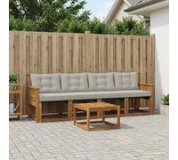 Gecheer Juego de Muebles de Exterior de Madera Maciza de Acacia, Resistente a la Intemperie, Modular, Color Natural y Gris Claro, 59x59x37 cm, Duradero y Fácil de Limpiar