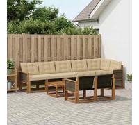 Gecheer Juego de Muebles de Exterior de Madera Maciza de Acacia, Resistente al Clima, Diseño Moderno y Modular, Ideal para Jardín, Terraza o Patio - Duradero, Elegante y Fácil Mantenimiento