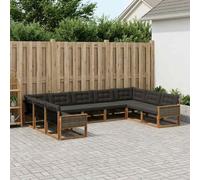 Gecheer Juego de Muebles de Jardín de Madera de Acacia Maciza, Resistente a la Intemperie, Modular y Elegante, Color Natural y Negro, 404 x 247.5 x 73 cm, Duradero y Fácil Mantenimiento