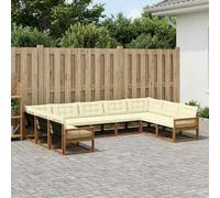 Gecheer Juego de Muebles de Jardín de Madera de Acacia Maciza, Resistente a la Intemperie, Modular y Elegante, Color Natural y Crema, 404 x 247,5 x 73 cm, Duradero y Fácil Mantenimiento