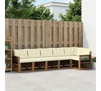 Gecheer Juego de Muebles de Jardín de Madera de Acacia Maciza, Sofá Modular Resistente a la Intemperie, Diseño Moderno en Color Natural y Crema, Duradero y Fácil Mantenimiento para Terraza y Patio