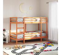 Gecheer Litera de Madera Maciza de Pino marrón Cera 90x190 cm,Mueble Cama Individual Doble Dormitorio Escalera Barandillas Protección Juvenil Niños Infantiles Litera para niños