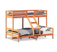 Gecheer Litera de Madera Maciza de Pino marrón Cera 90x200/140x200 cm,Mueble Cama Individual Doble Dormitorio Escalera Barandillas Protección Juvenil Niños Infantiles Litera para niños