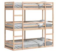 Gecheer Litera Triple de Madera Maciza de Pino 90x200 cm,Mueble Cama Individual Doble Dormitorio Escalera Barandillas Protección Juvenil Niños Infantiles Litera para niños