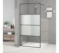 Gecheer Mamparas de Ducha Pantalla,Mampara Ducha Fija de ESG,Mampara de Ducha Frontal Panel Fijo Estilo Industrial semiesmerilado Negro 100x195 cm
