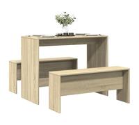 Gecheer Mesa y Bancos de Comedor 3 pzas Madera ingeniería Roble Sonoma,Muebles terraza y Jardin