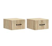 Gecheer Mesas de Noche Elegantes y Funcionales, Diseño Moderno, Roble Sonoma, Madera de Ingeniería, 34,5 x 33 x 20 cm LYKGMZJ-898940ES