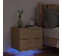 Gecheer Mesita de Noche Flotante con Luces LED RGB - Madera de Ingeniería - Roble Sonoma - 50x39x41 cm Modelo YHSLYD-836816ES-YJXRXZY