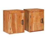 Gecheer Mesita de Noche Rústica, Madera Acacia, Diseño Compacto, Almacenamiento Espacioso Modelo LYKLYD-4016729ES