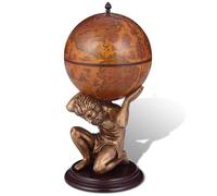 Gecheer Mueble Bar, con diseño Globo terráqueo y Soporte Figura Atlas, 4 Compartimentos, MDF Resistente, Resina y ABS, para almacenar Botellas y Copas, Ideal salón hogar Modelo LYKLYDZJ-241958ES
